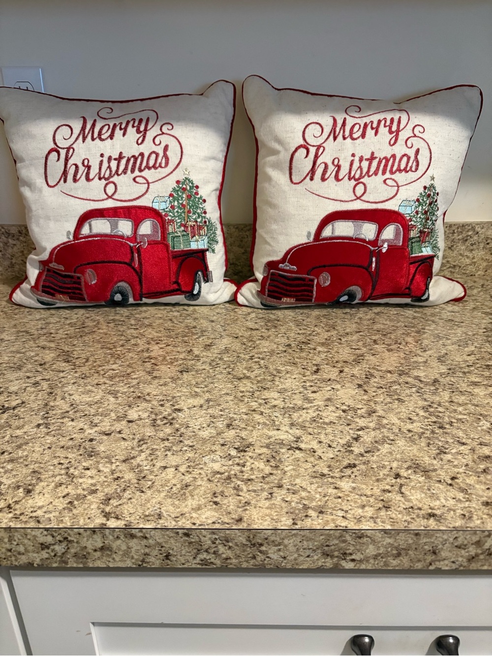 Holiday Merry Christmas Red Truck Decorative Pillow - Brand